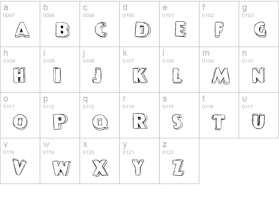 P22PopArt-ThreeD lowercase a-z preview