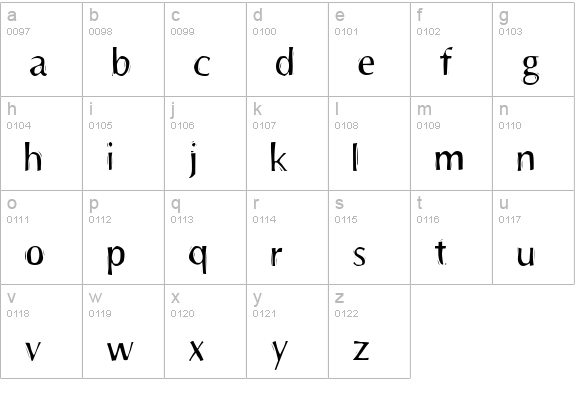 P22Prehistoric Pen lowercase a-z preview