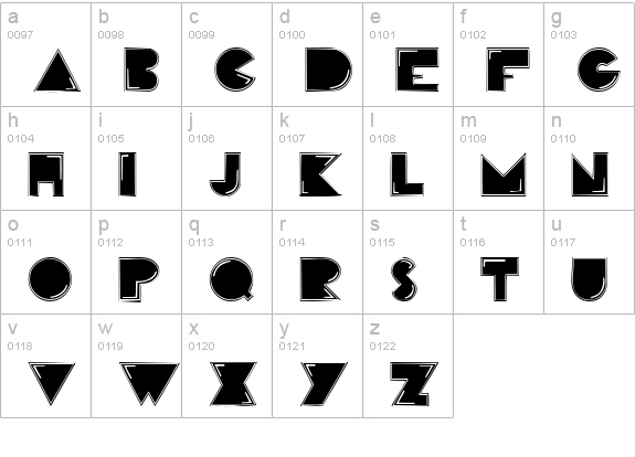 PacFont lowercase a-z preview