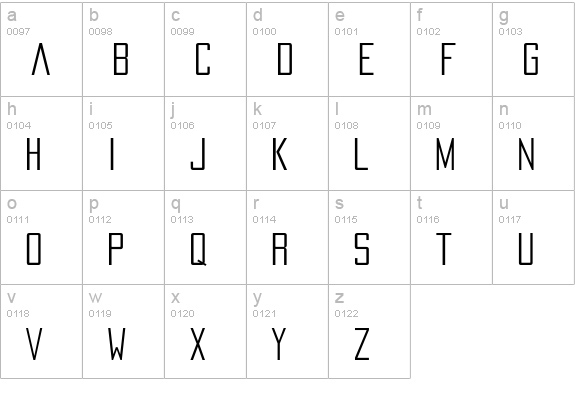 PacificaCondensed lowercase a-z preview