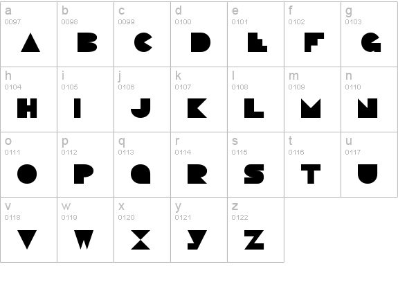 Pacmania Normal lowercase a-z preview