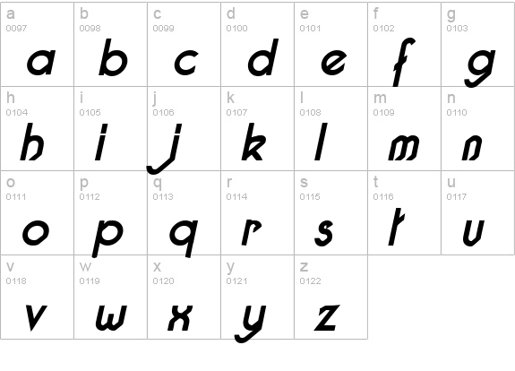 Pacotilleital bold lowercase a-z preview
