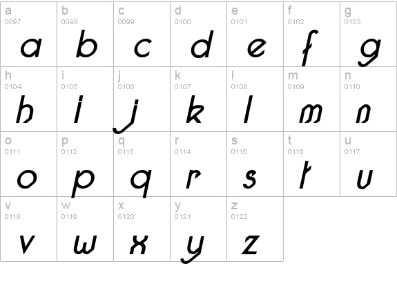 Pacotilleital regular lowercase a-z preview