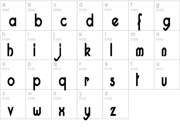 Pacotillenarrow bold lowercase a-z preview