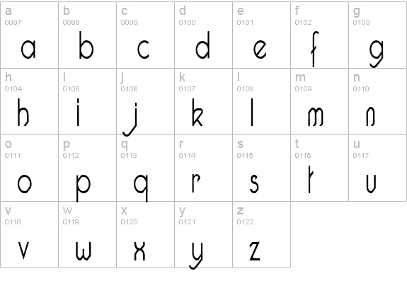 Pacotillenarrow light lowercase a-z preview