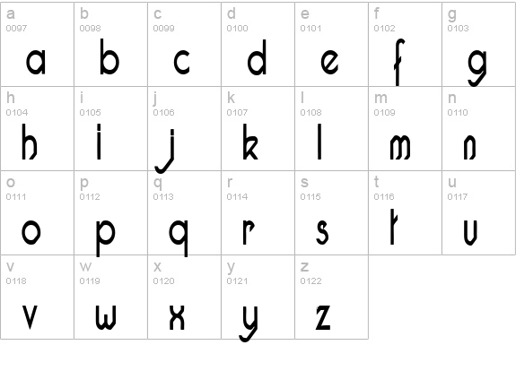 Pacotillenarrow regular lowercase a-z preview