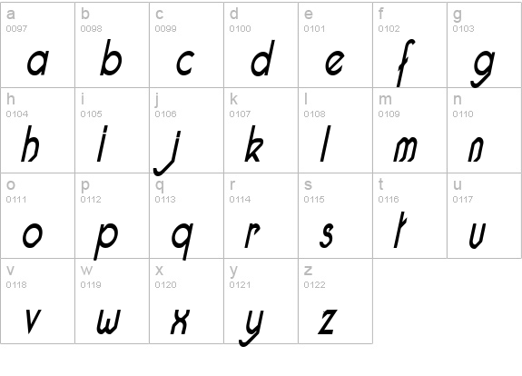 Pacotillenarrow regularital lowercase a-z preview