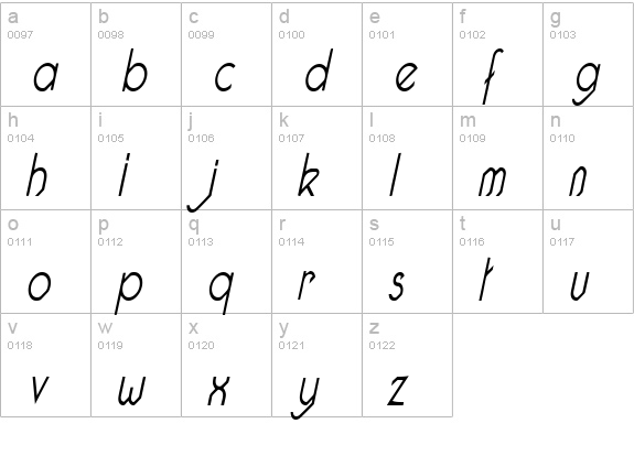 Pacotillenarrowlight ital lowercase a-z preview