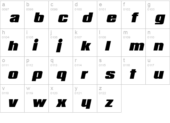 Padaloma Italic lowercase a-z preview