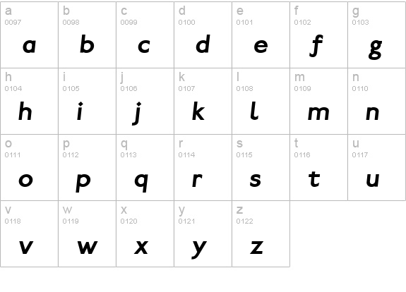 Paddington -BoldItalic lowercase a-z preview
