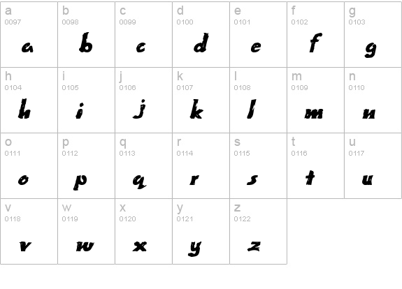 PaintExtended Italic lowercase a-z preview