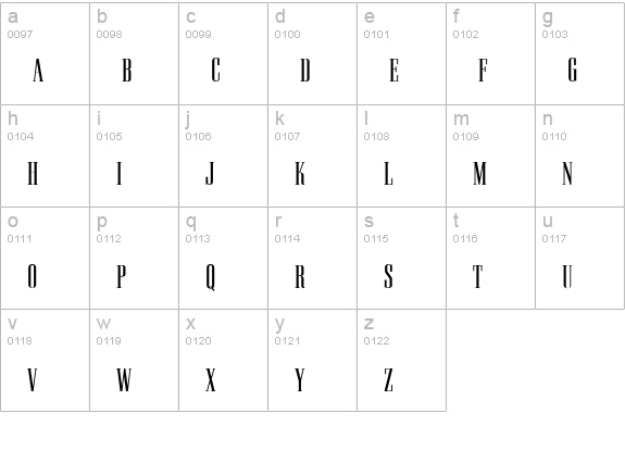 PallMallLightTitling lowercase a-z preview