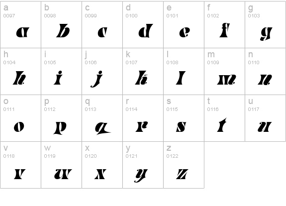 Parade Italic lowercase a-z preview