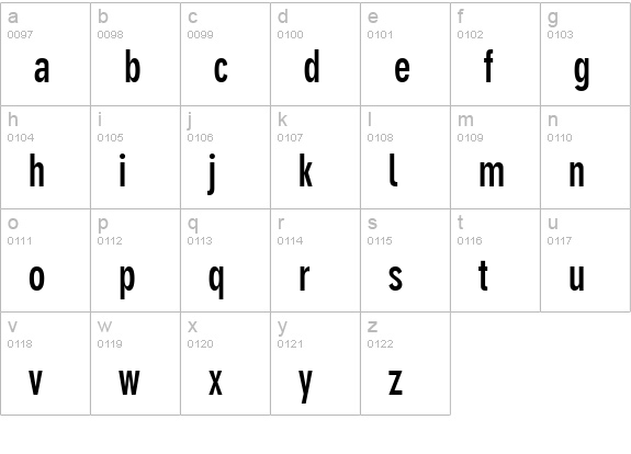 Parallax Grotesk SSi Bold Condensed lowercase a-z preview