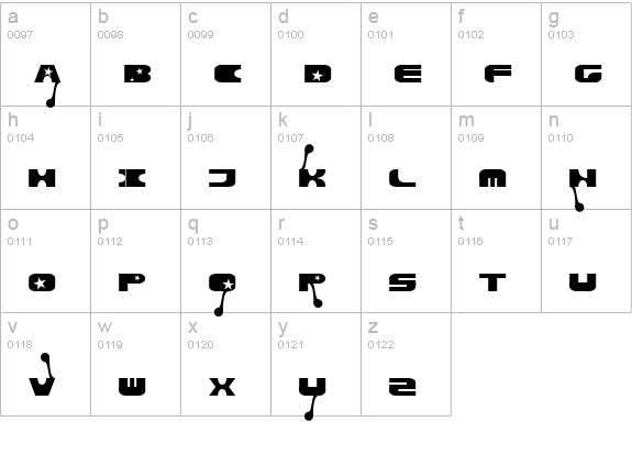Parasol lowercase a-z preview