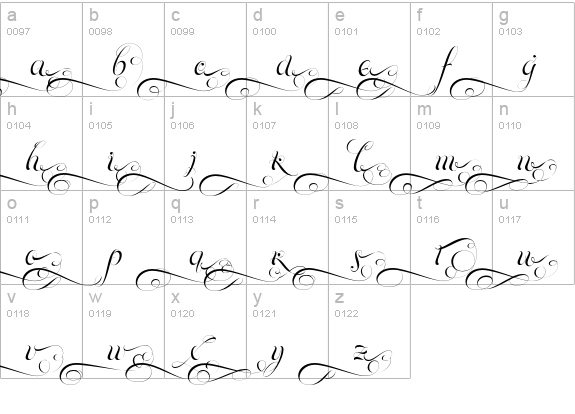 Parfait Script Endings lowercase a-z preview
