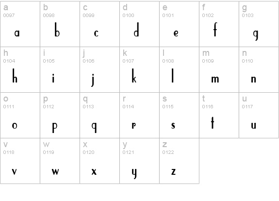 Paris Condensed Bold lowercase a-z preview