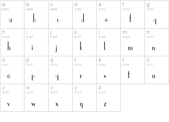 Paris Condensed Normal lowercase a-z preview