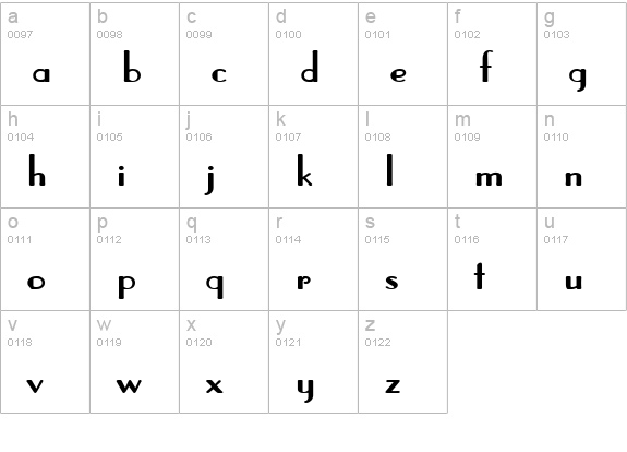 Paris Wide Bold lowercase a-z preview