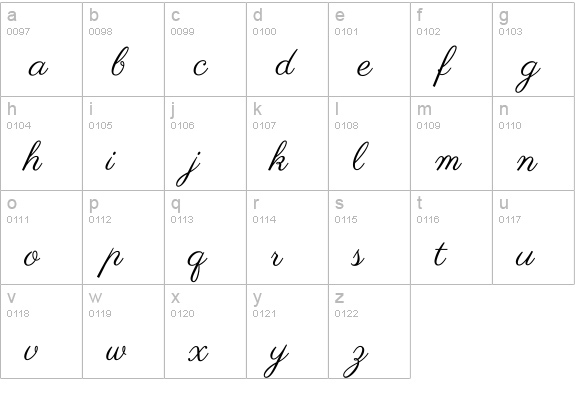 Parisienne lowercase a-z preview