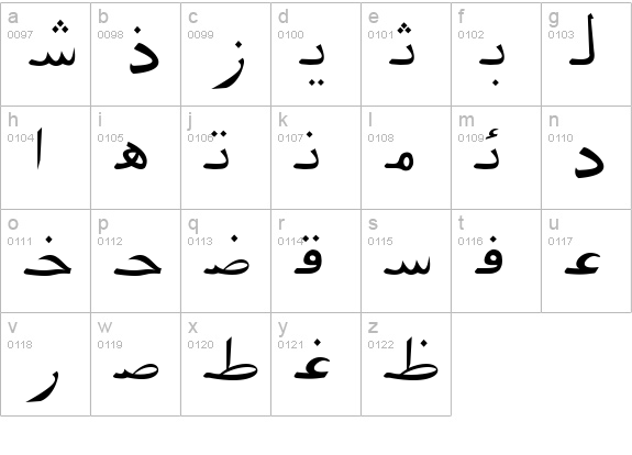 Pars Ziba Draft lowercase a-z preview