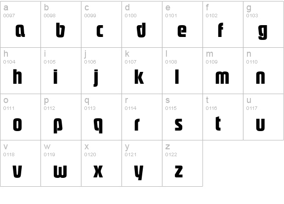 Pasadena-Bold lowercase a-z preview