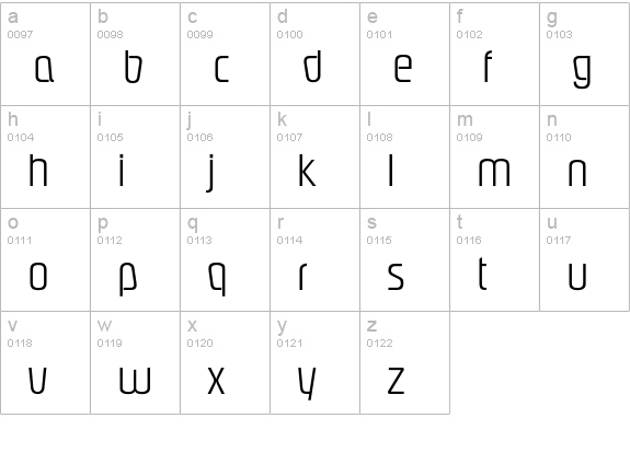 Pasadena-Light lowercase a-z preview