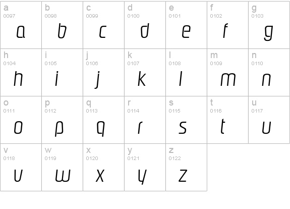 Pasadena-LightIta lowercase a-z preview