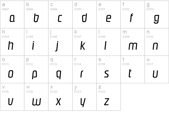 PasadenaSerial-Italic lowercase a-z preview