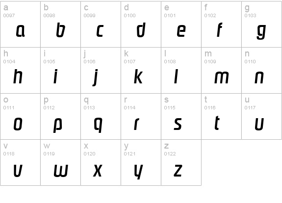 PasadenaSerial-Medium-Italic lowercase a-z preview
