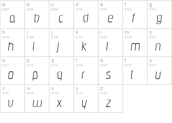 PasadenaSerial-Xlight-Italic lowercase a-z preview