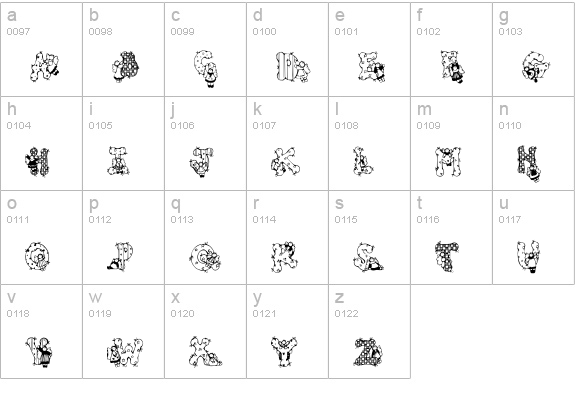 Patchwork Angel lowercase a-z preview