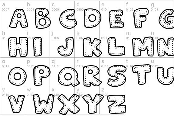Patchwork Stitchlings lowercase a-z preview