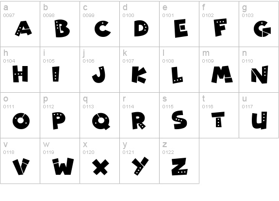 Patchy Robots lowercase a-z preview