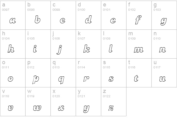 PaulineOpen lowercase a-z preview