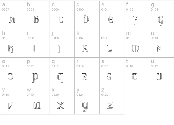 PCEireHC lowercase a-z preview