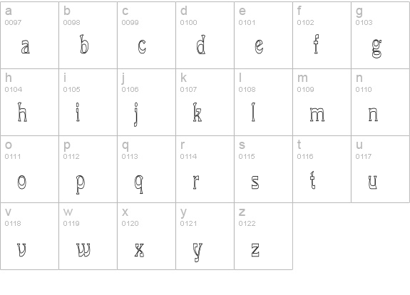 PCMiraHC lowercase a-z preview