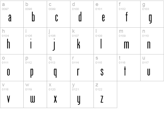 PCSunshoe lowercase a-z preview