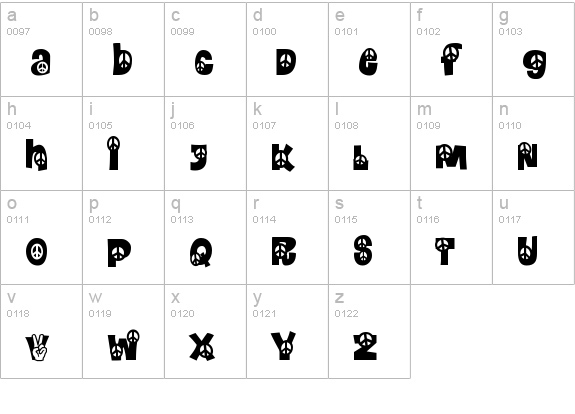 Peace lowercase a-z preview