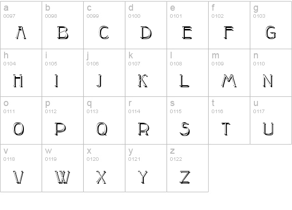 Peake-Shadow lowercase a-z preview