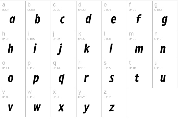 PedestriaMVB-BoldItalic lowercase a-z preview