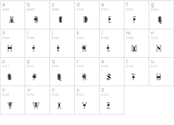 Pee's Celtic outline lowercase a-z preview