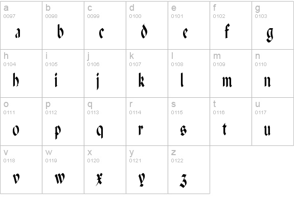 PenchantNarrow Regular lowercase a-z preview