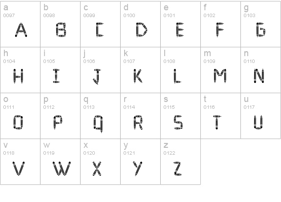 PencilFat lowercase a-z preview