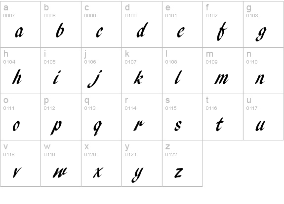 PendryScriptEF-Regular lowercase a-z preview