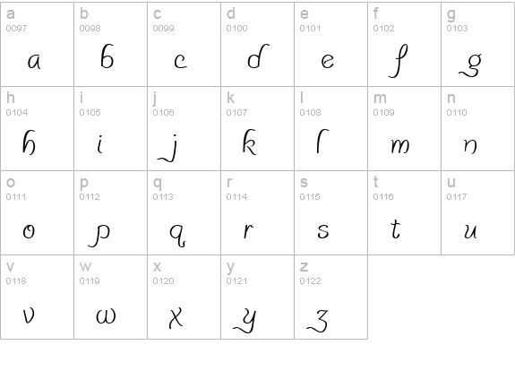 PensleCaligraf Regular lowercase a-z preview