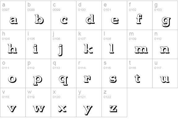 PenthouseShadow-Bold lowercase a-z preview