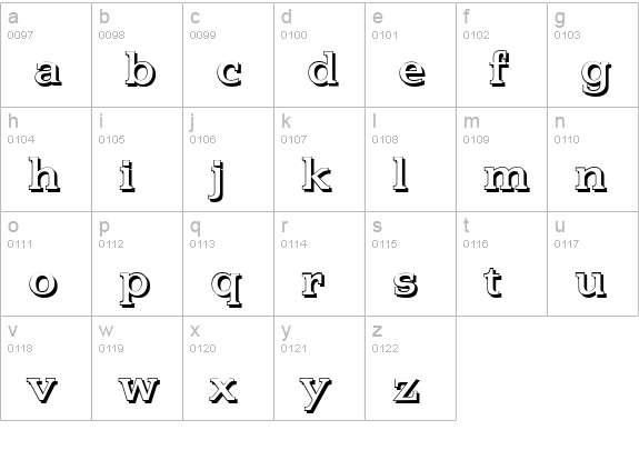 PenthouseShadow-Medium-Regular lowercase a-z preview