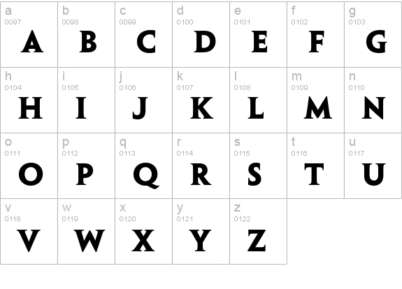 Penumbra Serif Std Bold lowercase a-z preview
