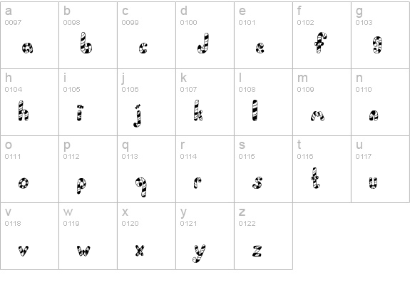 Peppermint Canes lowercase a-z preview